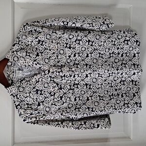 Telluride Clothing Co. Linen Blend Navy Blue Quarter Sleeve Lightweight Shirt